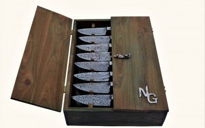 8 Cuchillos con Caja de Palo Santo